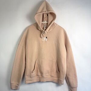 Bella Canvas Peach Oversized Fleece Lined Hoodie Sweatshirt Embroidered Logo S M